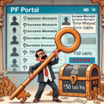 a man with a key for treasure hunt. Withdrawal of PF funds.